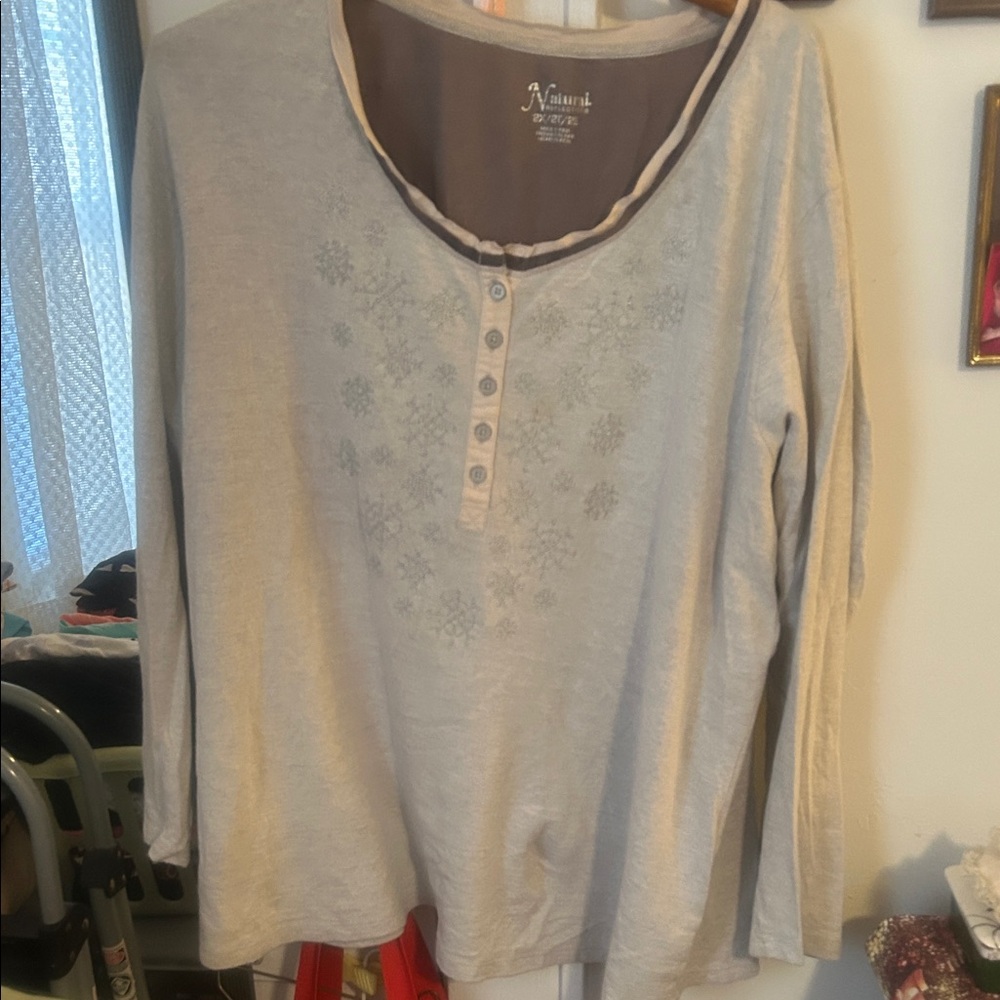 Natural Reflections Women's Beige Long Sleeve Top